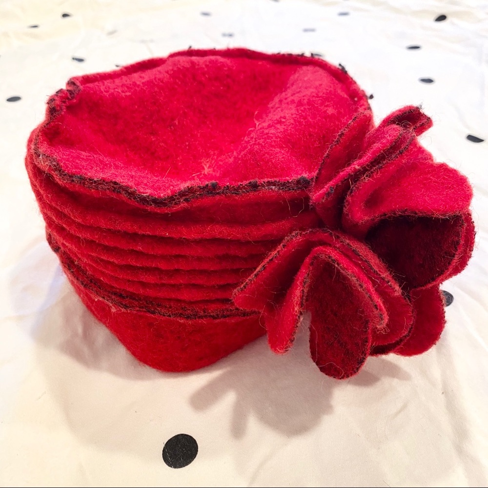 Fancy Red Wool Hat